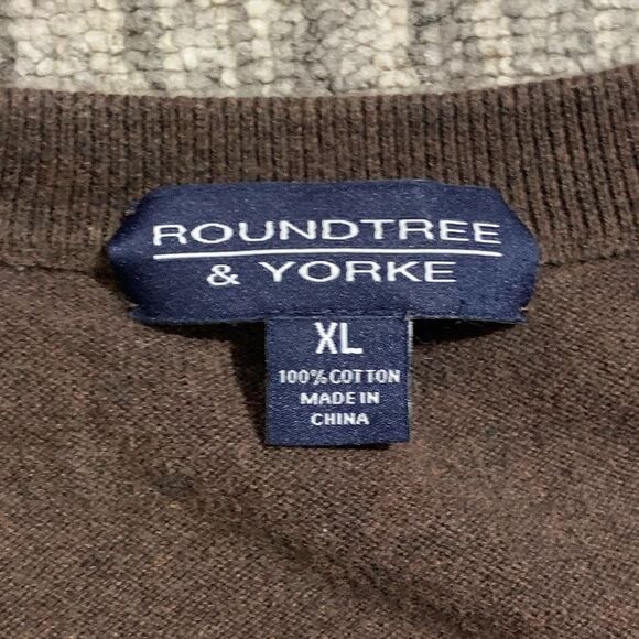 Vintage Y2K Roundtree & Yorke Men's XL 100% Cotton Vest Jacket‎ Grandpa Core - Picture 2 of 5